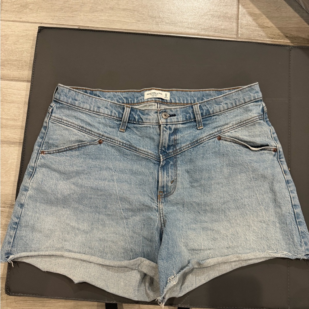 Abercrombie & Fitch Blue Jean Shorts High Waisted Dad Shorts